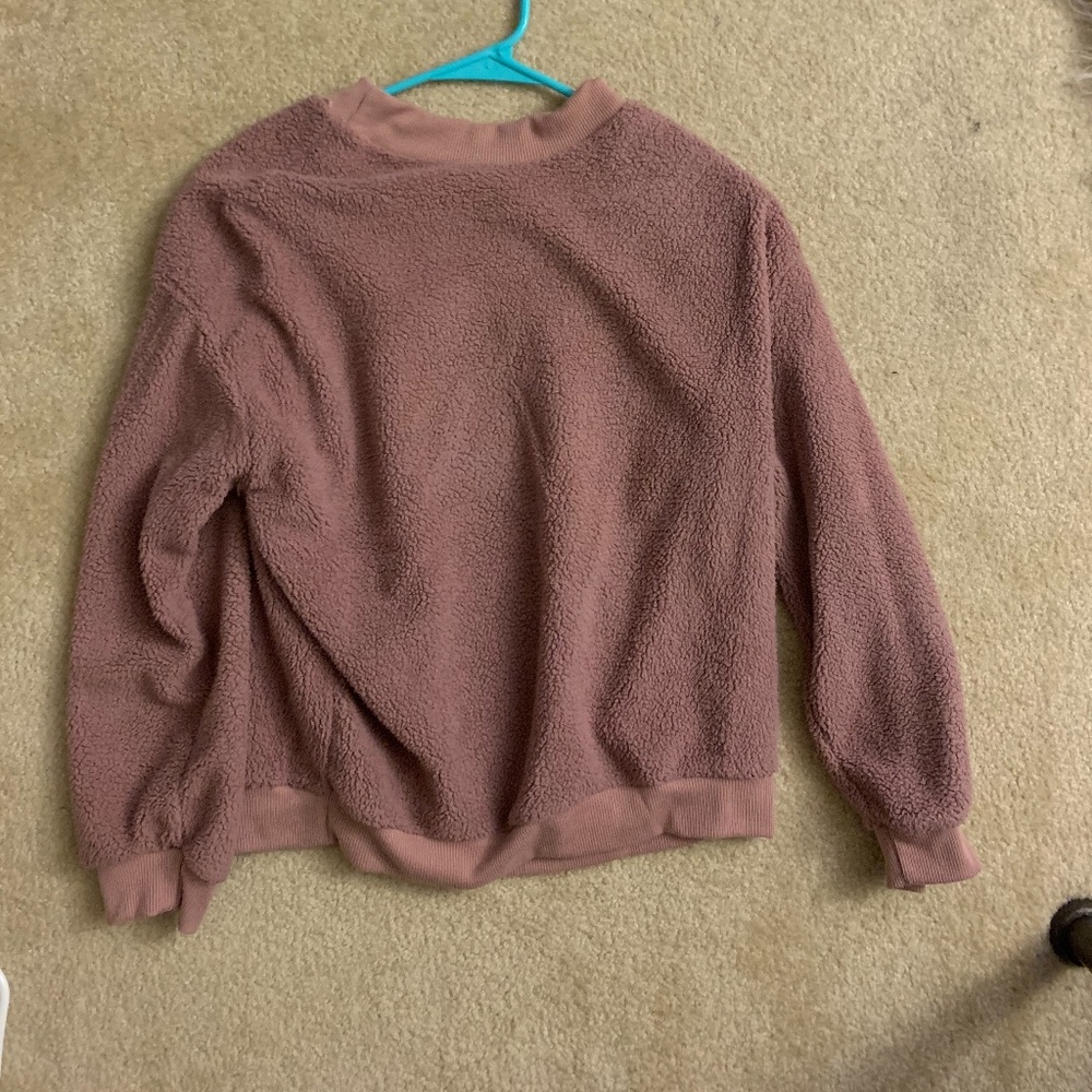 Fuzzy Pink Crew Neck Sweater